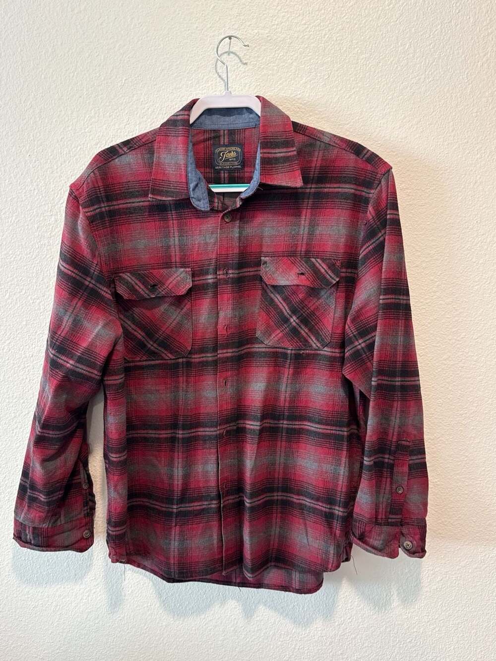 Jachs NY Heritage Flannel Red and Black Plaid Button Down Shirt